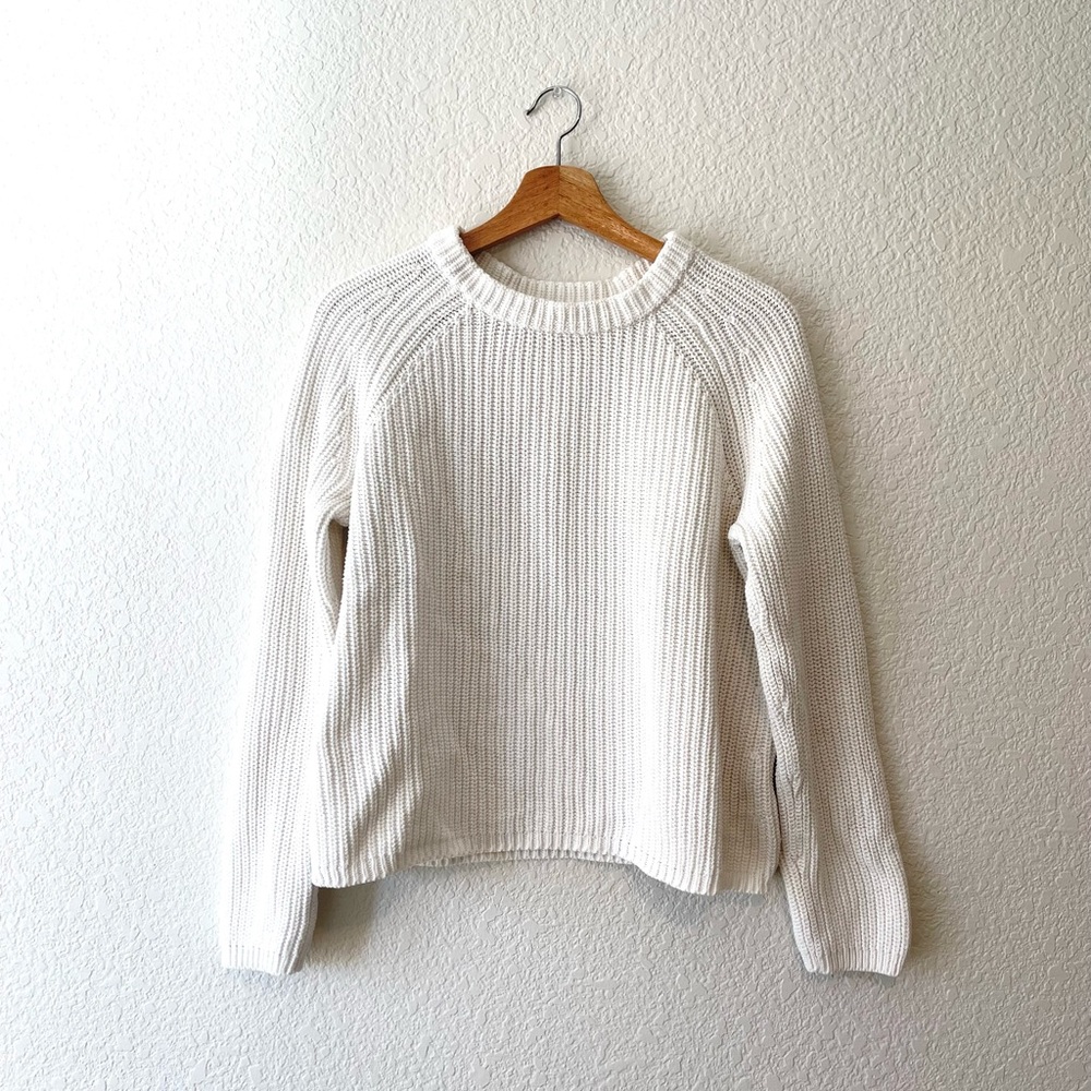 Quince Organic Cotton Fisherman Crew Sweater - White